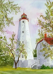 Sandy Hook Lighthouse New Jersey Matted Art Prints - Imagen 1 de 2