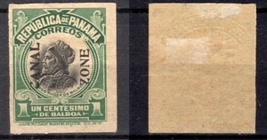 CANAL ZONE Black Overprint Reading Up 1c IMPERFORATE MINT HR FVF - Picture 1 of 1