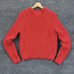 Rosa Rose Pullover Damen klein rot flauschig strukturiert Rundhals Pullover kuschelig weich - Bild 1 von 7