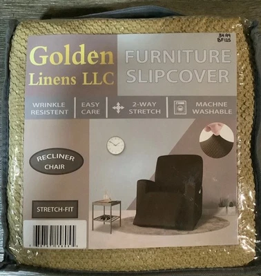 Funda reclinable ajuste elástico lavable a máquina ropa de cama dorada LLC bronceada Foto 1 de 4