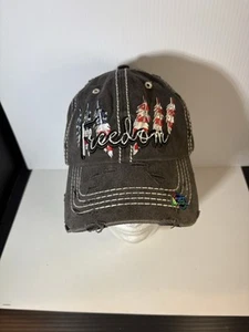 Freedom Embroidered Ball Cap Gray Hat Adjustable 4350 District Distressed - Picture 1 of 12