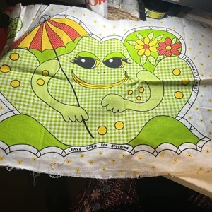 Vintage Animated Frog 17 1/2 x 12 Pillow Panel 20” X 14” Pre Stuffed Size - Picture 1 of 9