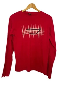 Diesel Red Women's Medium Long Sleeve Graphic Logo Shirt Top Y2K 2000s - Picture 1 of 6