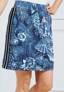 T by Talbots S Pull On Skort Blue Floral Pickleball Tennis Golf Zip Pockets - Picture 1 of 11