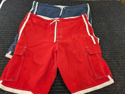 Beverly Hills Polo Club Pantalones Cortos Para Hombres XL Rojo Azul Bañador Tabla Bolsillo Carga Foto 1 de 4
