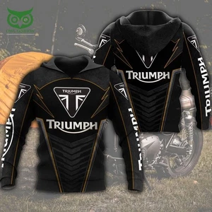 Triumph Motorcycles Yellow Line Black 3D Hoodie - Picture 1 of 4
