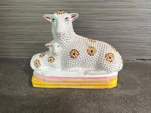 Vintage Liberty Workshop American Folk Art Chalkware Sheep & Lamb Figurine - Picture 1 of 7