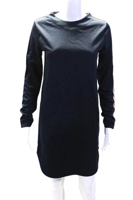 Scotch And Soda Womens Glitter Striped Print Shift Midi Dress Navy Size 14 - Image 1 of 4