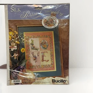 Vintage Bucilla nastro di seta ricamo amore kit 40121 floreale vittoriano cottage artigianato - Foto 1 di 3