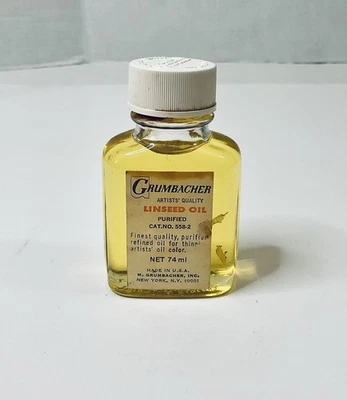 ACEITE DE LINAZA CALIDAD ARTISTAS GRUMBACHER PURIFICADO 74 ML CAT. NO. 558-2 VINTAGE Foto 1 de 4