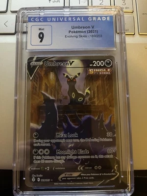 POKEMON 2021 Umbreon V Alt Art 189/203 CGC Mint 9 Full Art Evolving Skies - Image 1 of 2