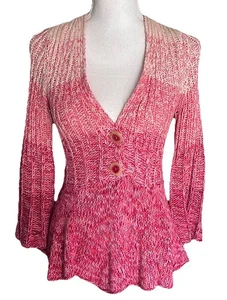 Anthropologie Sparrow Cardigan Sweater Small Peplum Flare Sleeve Cottagecore - Picture 1 of 7