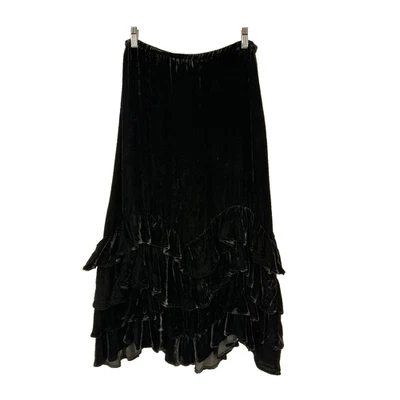 Double D Ranch Skirt Black Velvet Tiered Ruffled Country Prairie Cottage Size S - Image 1 of 4