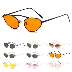 Vintage Retro schmale Cat Eye Sonnenbrille für Damen 90er kleine modische Sonnenbrille - Bild 1 von 24