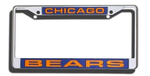 Chicago Bears License Plate Frame Laser Cut Chrome - Picture 1 of 1