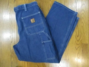 Vintage Carhartt Carpenter Jeans Wide Leg Baggy Fit Faded Blue Denim 33x30 - Bild 1 von 5