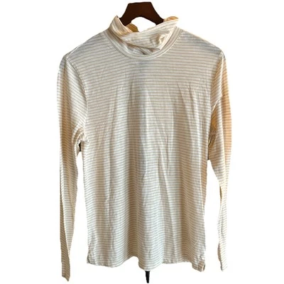 Patagonia Shirt Women's Medium Yellow Striped Turtleneck Blouse Stretch Good - Imagem 1 de 4