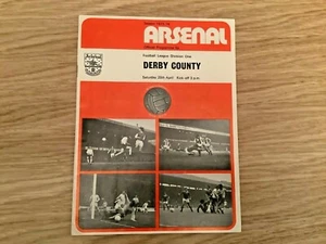 Arsenal gegen Derby County Spieltag Programm Saison 1973 - 1974 - Bild 1 von 5