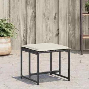 Gartenhocker mit Kissen 4 Stk. Schwarz Poly Rattan Outdoor Hocker vidaXL - Bild 1 von 9