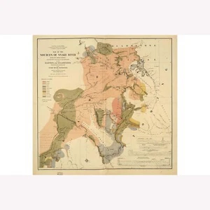 Mapa de las fuentes del río Snake; Yellowstone; mapa antiguo, 1877 - Imagen 1 de 11