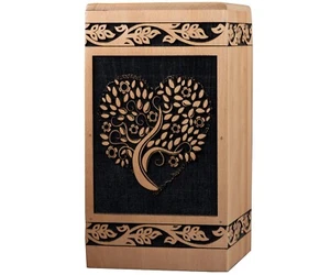 Wooden Urn Heart Tree of life Personalize Memorial Resin Box Human & Pet Ashes - Picture 1 of 7