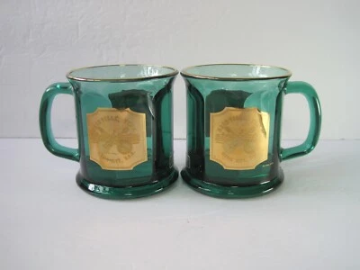 Juego de 2 tazas de café verdes Culver vintage con adornos dorados 22K Nashville TN Music City Foto 1 de 4