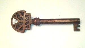 EASTLAKE antique Victorian brass hollow-barrel skeleton key ornate fancy - Picture 1 of 3