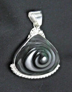 Colgante de obsidiana arco iris corte remolino plata esterlina 0,925 - Imagen 1 de 6
