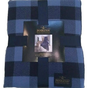Pendleton Rob Roy Luxe Throw Blanket 50"x70" Blue Buffalo Check Cabin Lodge - Picture 1 of 3