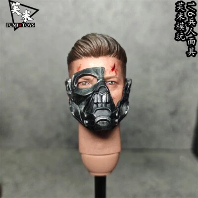1:6 Scale Warrior Soldier Mask Helmet Model Toys Fit for Head Carved - Image 1 of 4