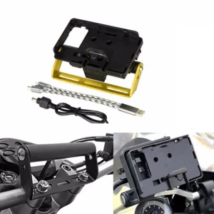 For HONDA DAX MONKEY GROM CT 125 Gold PHONE GPS BAR MOUNT Holder USB Charger - Picture 1 of 16