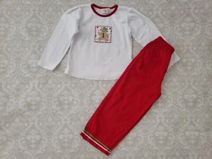 Luigi Kids 5 Girl Christmas Gingerbread Applique Shirt Red Pants Outfit Ricrac - Picture 1 of 4
