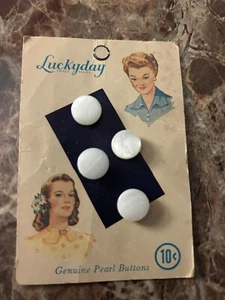 Vintage Luckyday Genuine Pearl Buttons (Set Of 4) Mid-Century - Picture 1 of 2