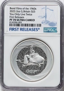 2023 Bond Films "You Only Live Twice" 5 Pounds 2 oz SILVER PROOF NGC PR70 CAMEO - Picture 1 of 2