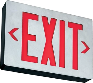 LE S 1 R EL N SD LED Aluminum Emergency Exit Sign, 2 Watts, Silver - Picture 1 of 4