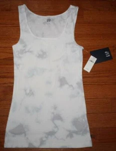 NEW NWT Womens GAP Grey Tie Dye Tank Top Ribbed Stretch Slim Fit Fitted *F2 - Picture 1 of 4