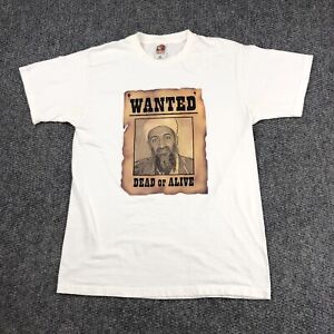 Vintage Osama Bin Laden Wanted Dead or Alive Political T Shirt Sz Large Y2K 90s