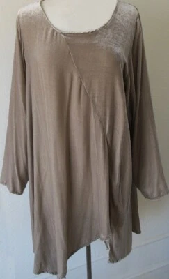 Krista Larson серо-бархатный ассиметричный воздушный змей рубашка/туника Lagenlook - цена снижена - Изображение 1 из 2