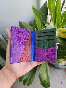 Blue Genuine 100% Doubleside EXOTIC Leather Skin Men's Card Holder,Wallet - Picture 1 of 12