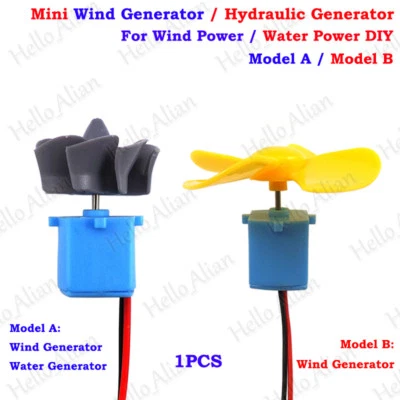 HELLO_ALIAN Micro Wind Turbines Hydraulic Generator Small Mini Motor Blades DIY Project Kit
