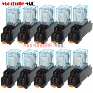 10PCS DC12V DC Coil Power Relay LY2NJ DPDT 8 Pin HH62P JQX-13F With Socket Base - Picture 1 of 14