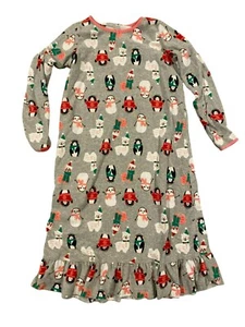 Carters Girls Holiday Winter Nightgown 12-14 Gray Fleece Long Sleeve Ruffled Hem - Picture 1 of 6