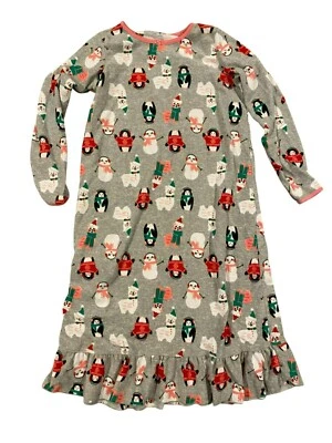 Camisón Carters Niñas Vacaciones Invierno 12-14 Gris Vellón Manga Larga Dobladillo con Volantes Foto 1 de 4