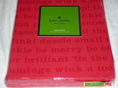 Kate Spade ALL THE TRIMMINGS Red Script 60 x 84" Tablecloth -- NWT - Image 1 of 3