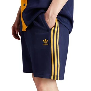 adidas ORIGINALS ADICOLOR LIFESTYLE CLASSICS MEN'S SWEAT SHORTS NAVY YELLOW NEW - Picture 1 of 6