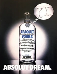 1985 Absolut Dream Absolut Vodka Bottle & Martini Glasses photo vintage print ad - Picture 1 of 1