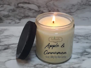 APPLE & CINNAMON Soy Wax 14 oz. Jar Candle | Vegan | Gift for Her | Gift for Him - Picture 1 of 3