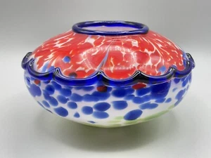 Art Glass Vase Bright colorful Blown Glass Red Blue Green Italian Design - Picture 1 of 7