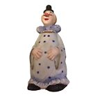 Vintage Collectible Clown Figurine Bell Smiling Happy Ceramic White Blue Gift