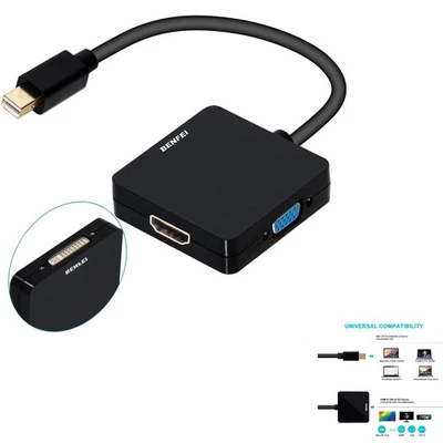 Mini DisplayPort auf HDMI, VGA, DVI Adapter, 3 in 1, Full HD - Bild 1 von 2